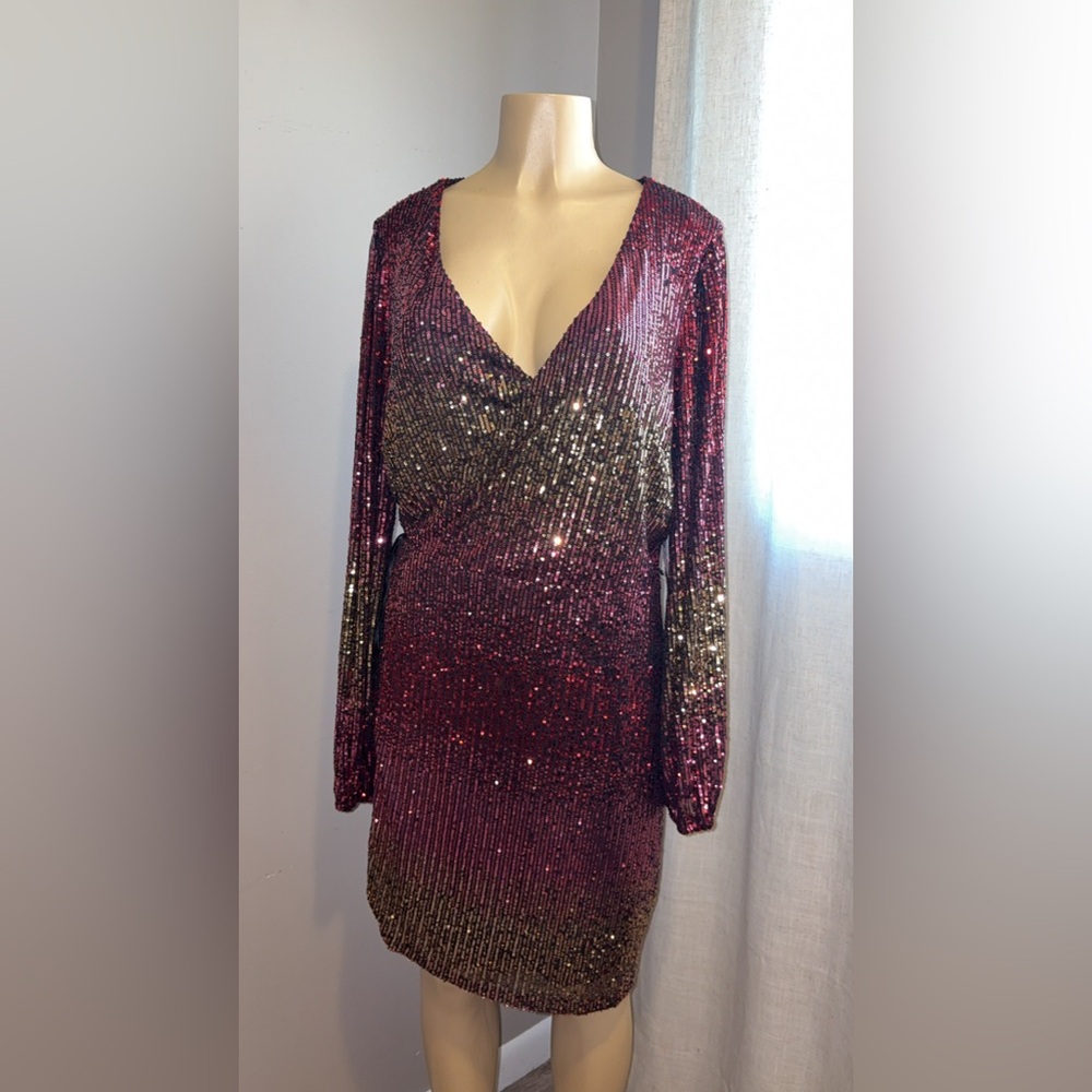 Sparkling Burgundy and Gold Sequin Dress
